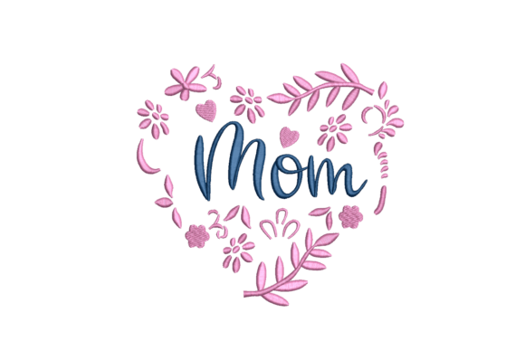 Download Floral Heart Mom Embroidery Design - Heart Collection