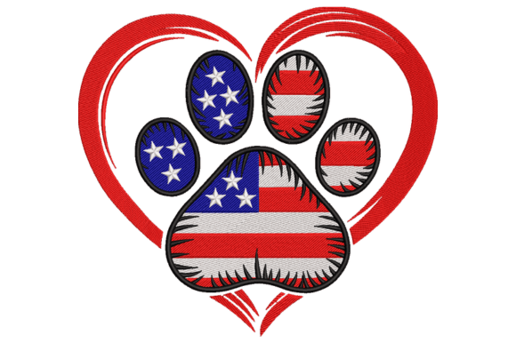 Download Patriotic Dog Paw Heart - Heart Collection