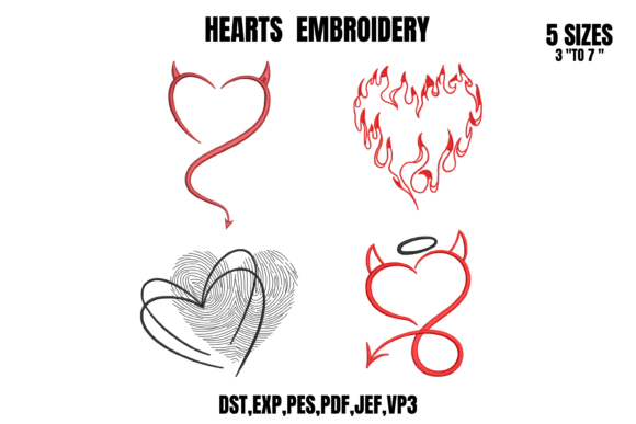 Download Heart Embroidery 4-Design Bundle Art - Heart Collection
