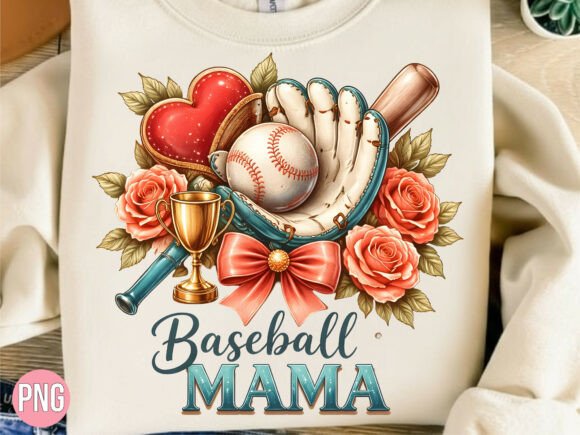 Download Baseball Mama Floral Glove Heart PNG - Heart Collection