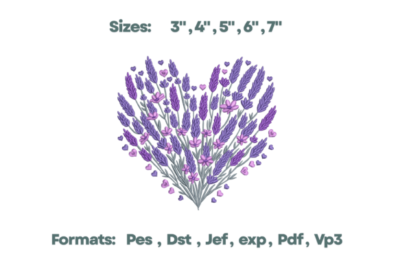 Download Lavender Floral Heart Embroidery - Heart Collection