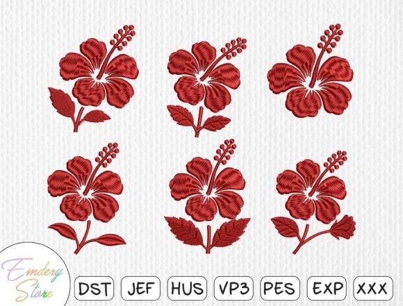 Download Red Hibiscus Flower Embroidery Bundle - Premium Resources