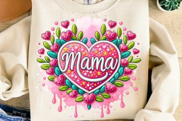 Download Embroidered Mama Flower Heart Png - Heart Collection
