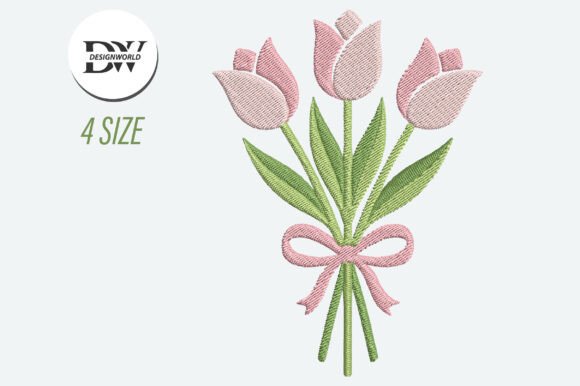 Download Pink Tulip Flower Embroidery Design - Premium Bundle