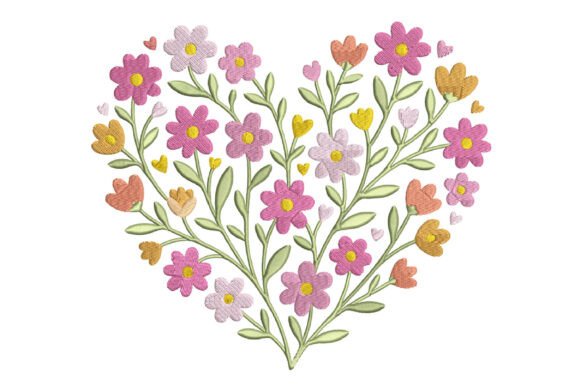 Download Floral Heart Embroidery Design - Heart Collection
