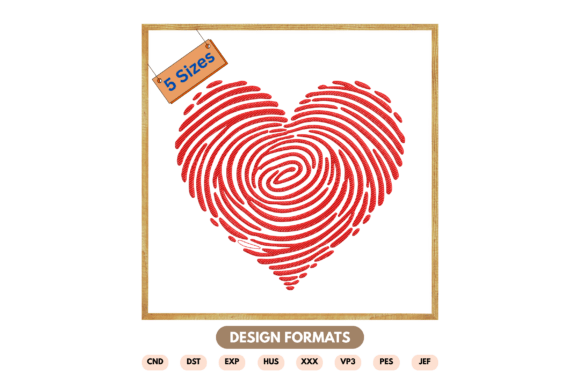 Download Fingerprint Heart Embroidery Design - Heart Collection