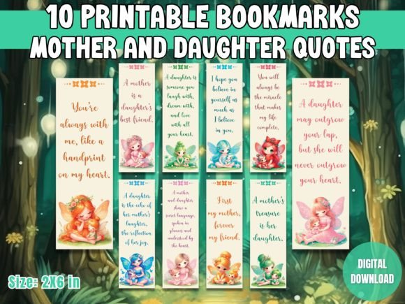 Download Heartfelt Mother and Daughter Bookmarks - Heart Collection