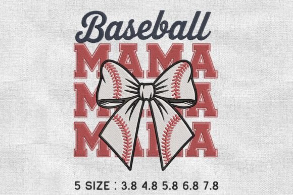 Download Baseball Mama Bow Embroidery Design File - Bow embroidery Collection