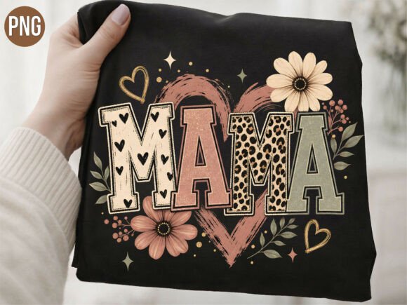 Download Retro Mama Floral Heart PNG T-Shirt - Heart Collection