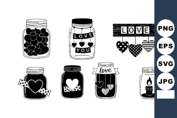 Download Love Heart Jars Romantic Design - Heart Collection