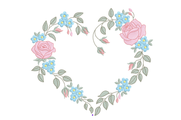 Download Floral Heart Embroidery Design with Rose - Heart Collection