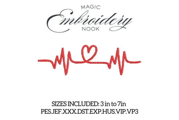 Download Heartbeat Heart Digital Embroidery - Heart Collection