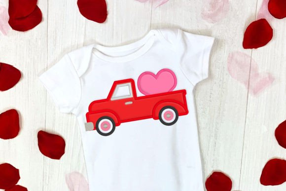 Download Vintage Truck with Heart Applique - Heart Collection