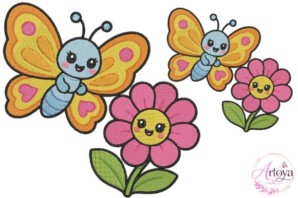 Download Butterfly and Flower Embroidery Design - Premium Bundle
